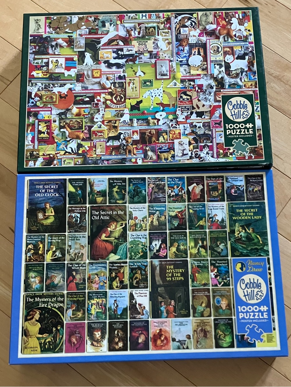 Cobble Hill 1000 piece Puzzle lot 2 Vintage Puzzles Dogs Nancy Drew Mystery
